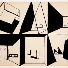 Louis Kahn, Travel Sketch, Study for a mural based on Esther I. Egyptian Motives, 1951-53.  Drawing Matter, ink on paper, 298 x 400 mm.