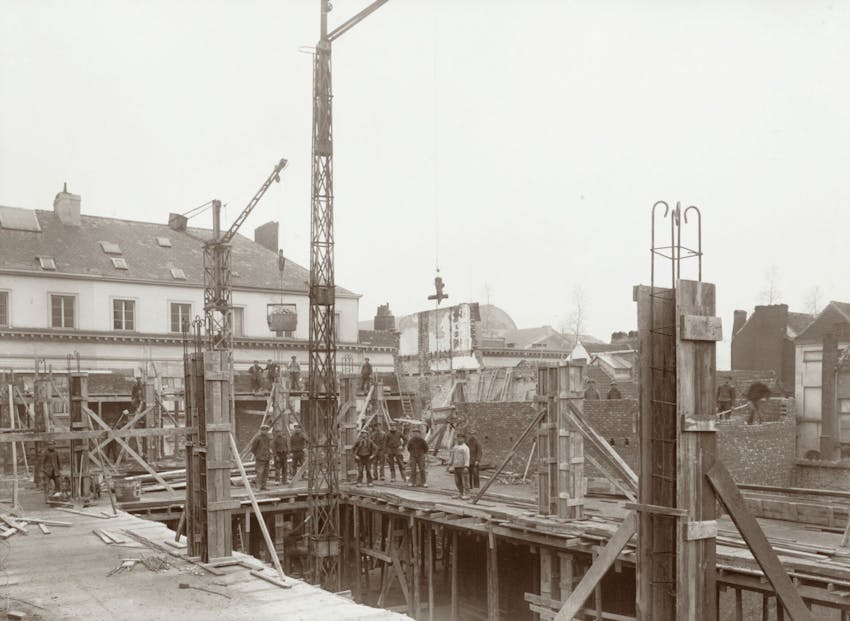 Bouwwerf stoffenwinkel Franchomme en Cie. uit de fotocollectie van bouwbedrijf Serck nv, Industriemuseum Gent