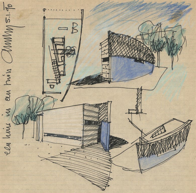 Preliminar design for the Van Hover-De Pus residence in Baardegem, 1990