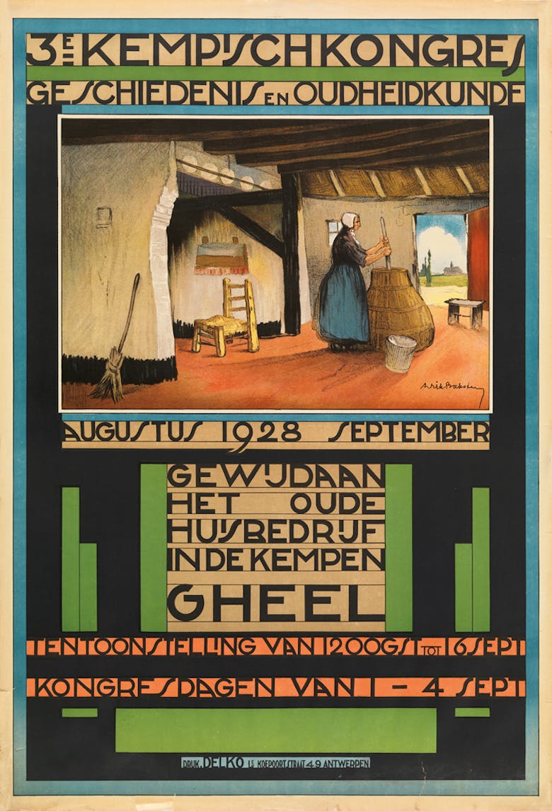 Tentoonstellingsaffiche 'Het oude huisbedrijf in de Kempen', 1928
