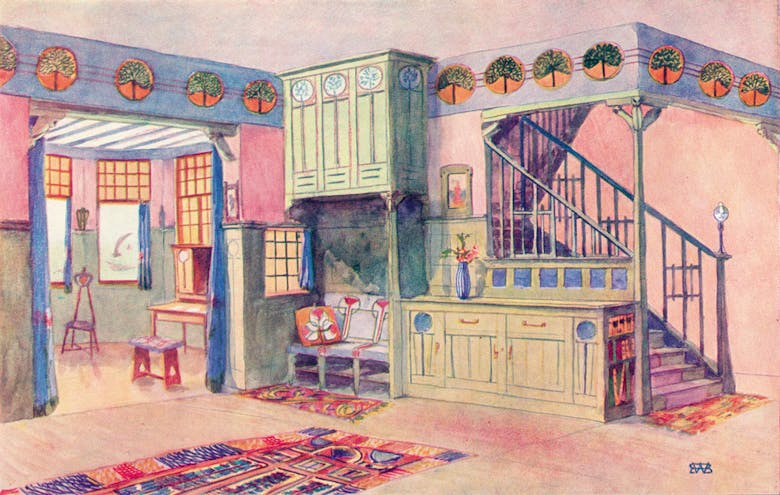 Chevalier de Wouters de Bouchout, interieurontwerp voor een cottage aan zee, 1904