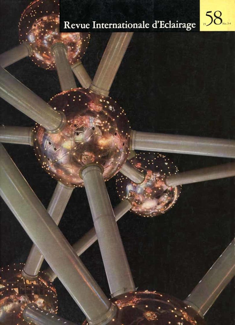 Het Atomium in Brussel: cover van het tijdschrift ‘Revue Internationale d’Eclairage’, 1958