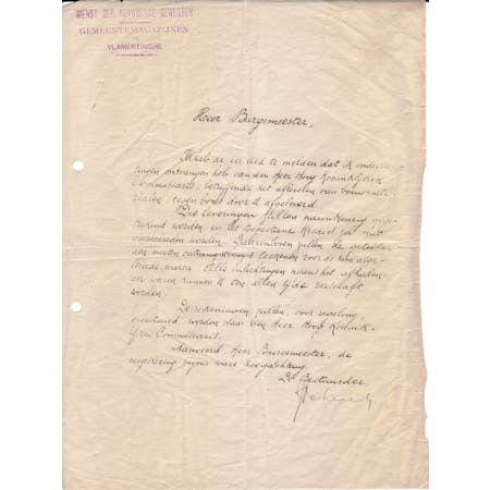 Brief van de Bestuurder van een Gemeentemagazijn 15-12-1925 1/1 © Stadsarchief Ieper
