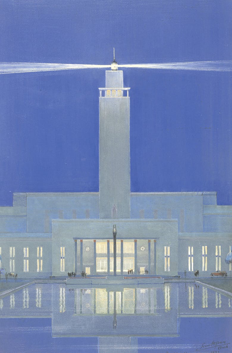 Joseph-Louis Stynen, competition design for a hotel in Africa, 1933