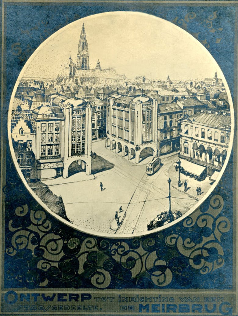 Eduard Van Steenbergen, niet uitgevoerd wedstrijdontwerp heropbouw Schoenmarkt, 1919