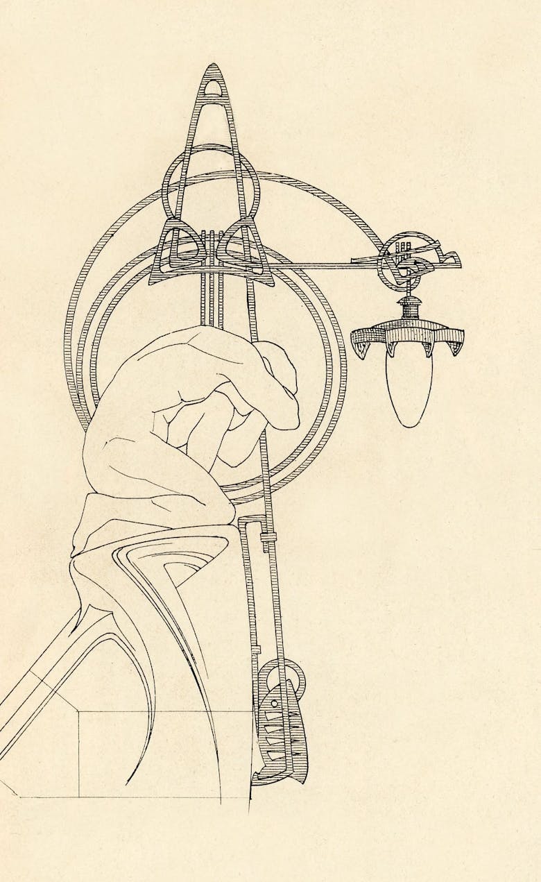 Jan Van Asperen, ontwerp van een lichtsculptuur voor het volkshuis ‘Help u Zelve’ in Antwerpen, 1908