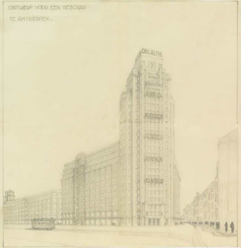 Emiel Van Averbeke, Jan Vanhoenacker en Jos Smolderen, ontwerp voor de Boerentoren, 1928