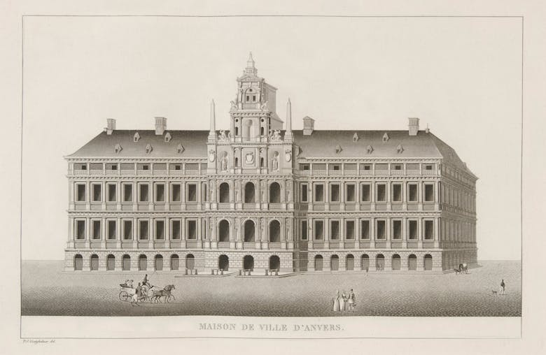 From the book Pierre-Jacques Goetghebuer, Choix des Monuments, édicfices et maisons les plus remarquable du Royaume des Pays-Bas, Gent, 1827