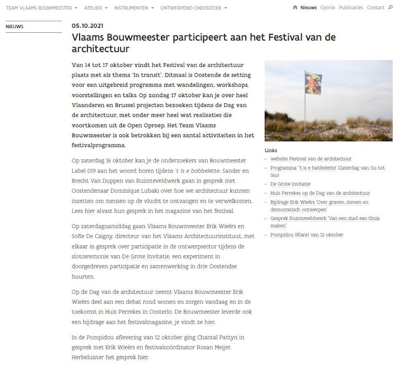 Nieuwsbrief Vlaams Bouwmeester 5/10/2021
