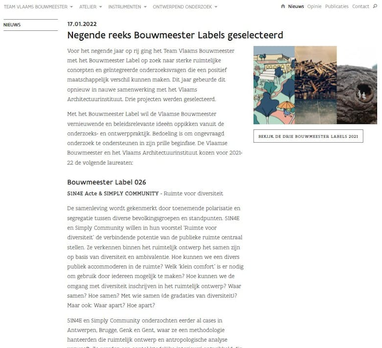Nieuwsbrief Vlaams Bouwmeester 17/01/2022