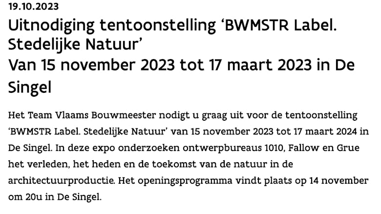 Vlaams Bouwmeester 19/10/2023