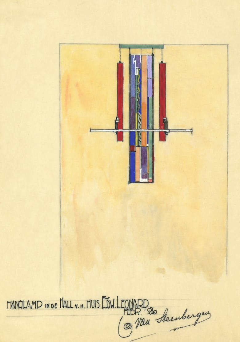 Eduard Van Steenbergen, ontwerp hanglamp voor de hall van de woning Leonard in Borgerhout, 1926