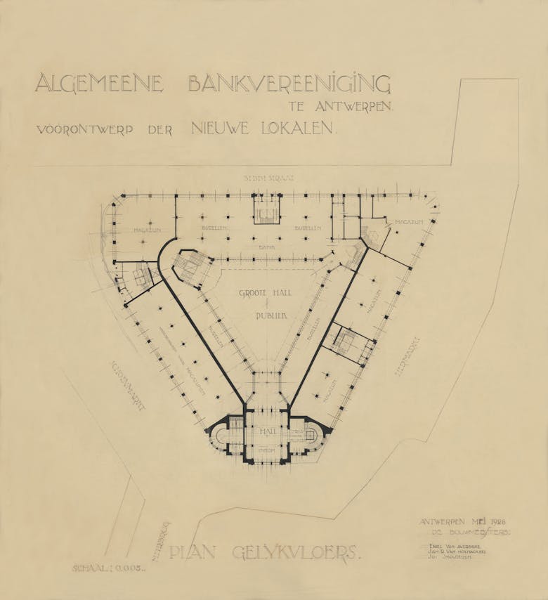 Emiel Van Averbeke, Jan Vanhoenacker en Jos Smolderen, plattegrond van de gelijkvloerse verdieping, mei 1928