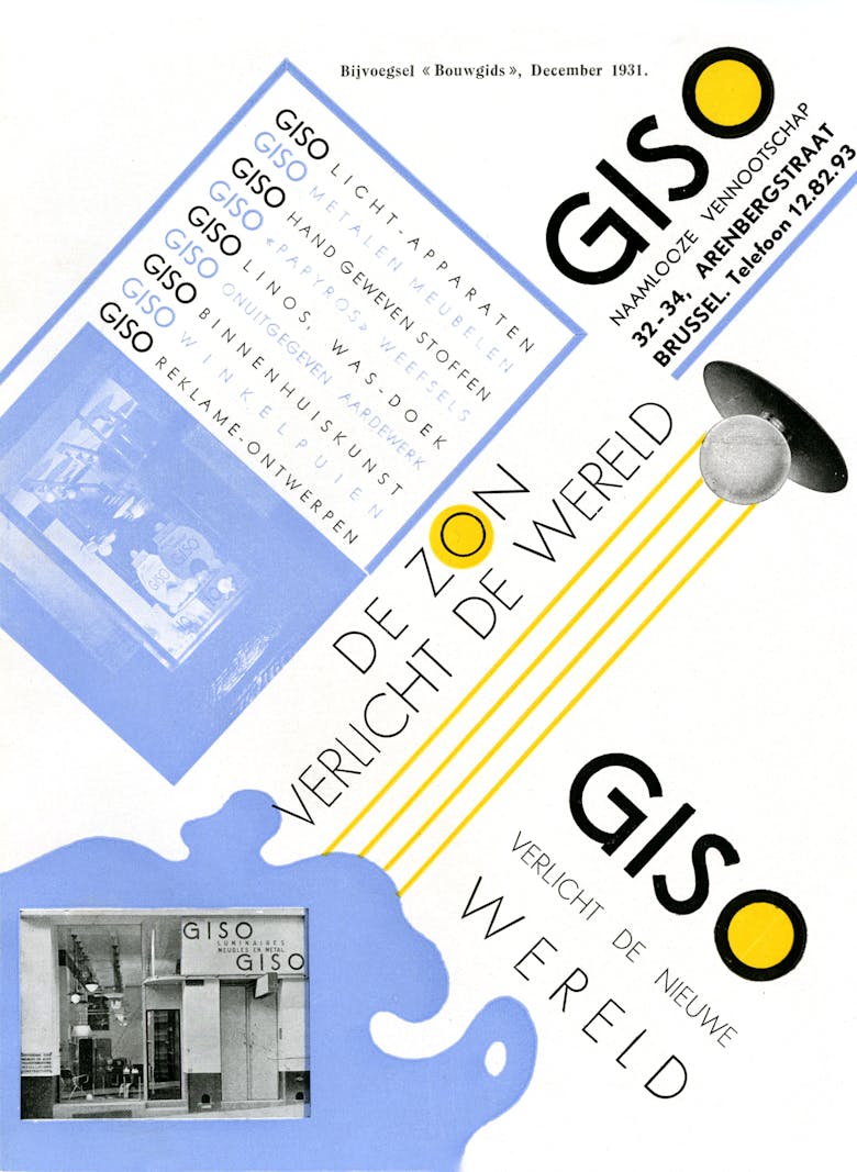 Losbladige advertentie voor Giso-verlichting van de Nederlandse firma Gispen, 1931