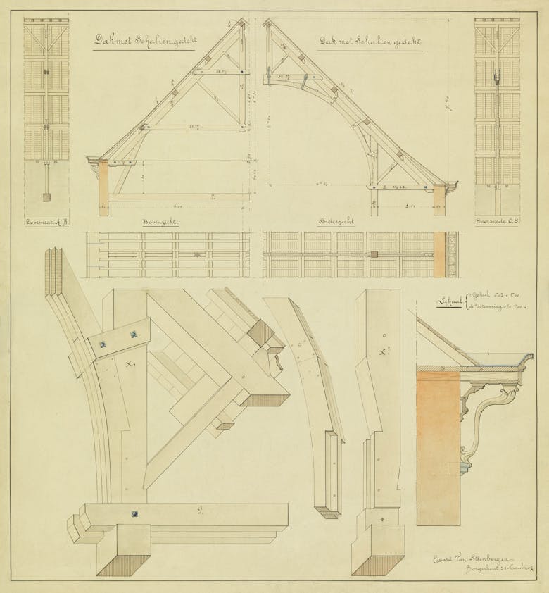 Eduard Van Steenbergen, student design roof truss, 1907