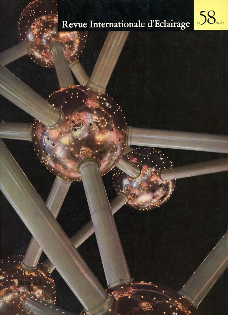 Het Atomium in Brussel tijdens expo 1958, uit het tijdschrift ‘Revue Internationale d’Eclairage’, 1958