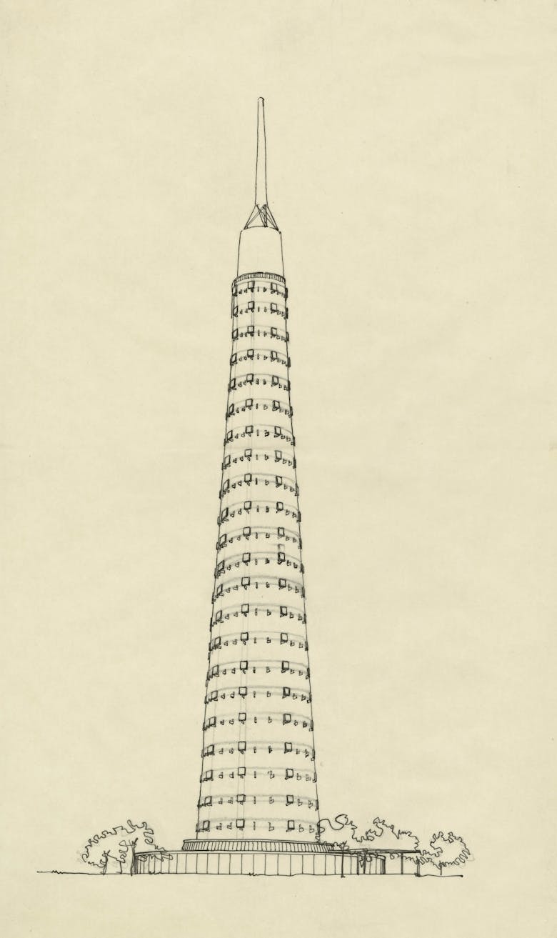 Gustave Magnel and Léon Stynen, Tower of Teleconnections for the Brussel World's Fair of 1958, c. 1955