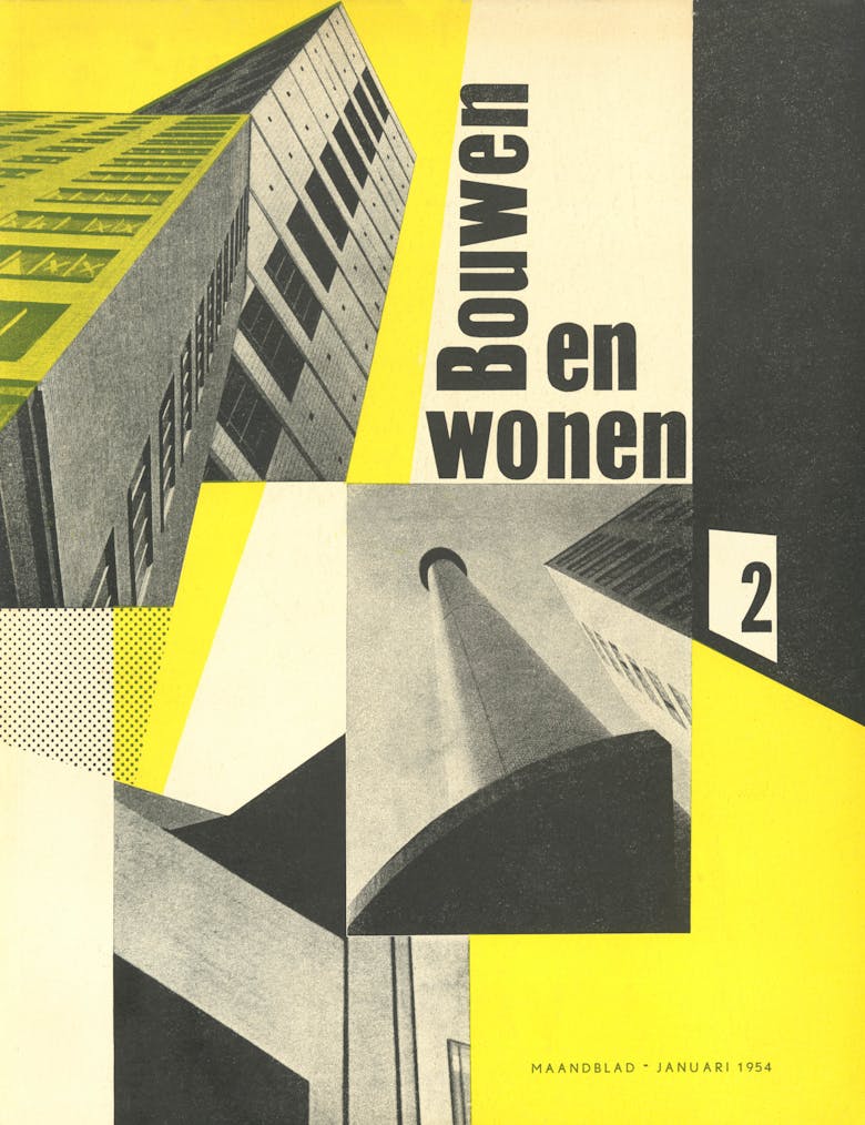 Cover tijdschrift Bouwen en Wonen, januari 1954