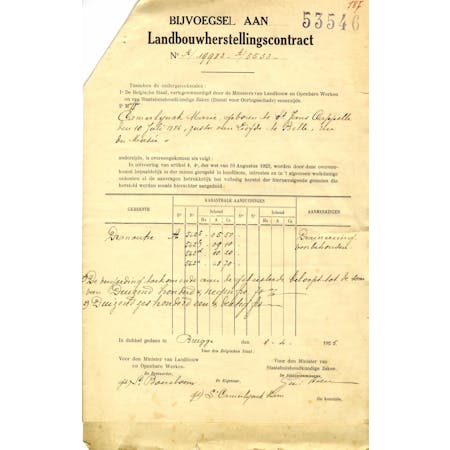 'Bijvoegsel aan het Landbouwherstellingscontract' 03-04-1925 1/2 © Gemeentearchief Heuvelland