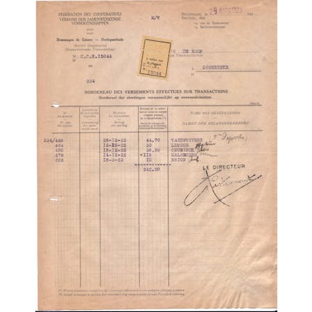 Brief van Kestemont, directeur van het Verbond der Samenwerkende Vennootschappen voor Oorlogsschade 29-03-1923 1/1 © Gemeentearchief Zonnebeke