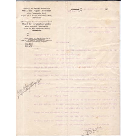 Brief van de Bestuurder van de Wegenisdienst 15-12-1925 1/1 © Stadsarchief Diksmuide