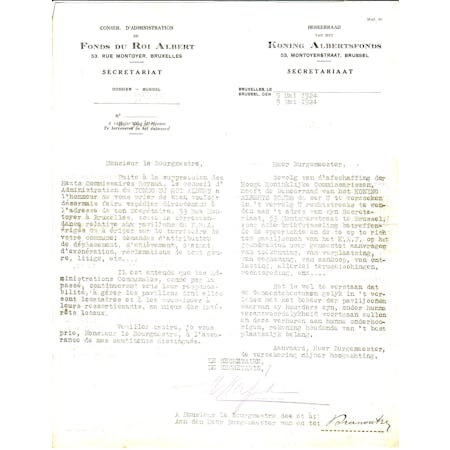 Brief van de Secretaris van de Beheerraad van het Koning Albertsfonds 09-05-1924 1/1 © Gemeentearchief Heuvelland