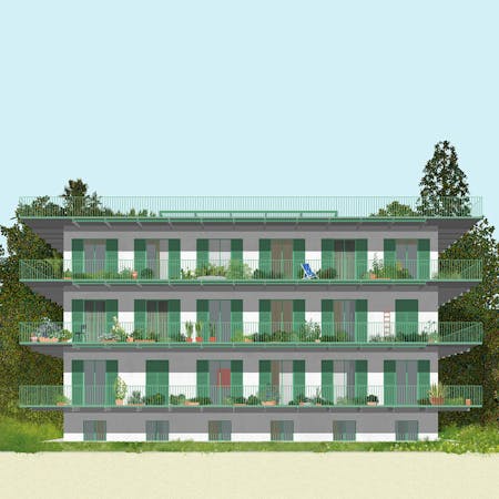 Inglorious Bastard. Prototype voor sociale woningbouw als 'stadsvilla', Udine (Italië), 2023 Inglorious Bastard. Prototype voor sociale woningbouw als 'stadsvilla', Udine (Italië), 2023