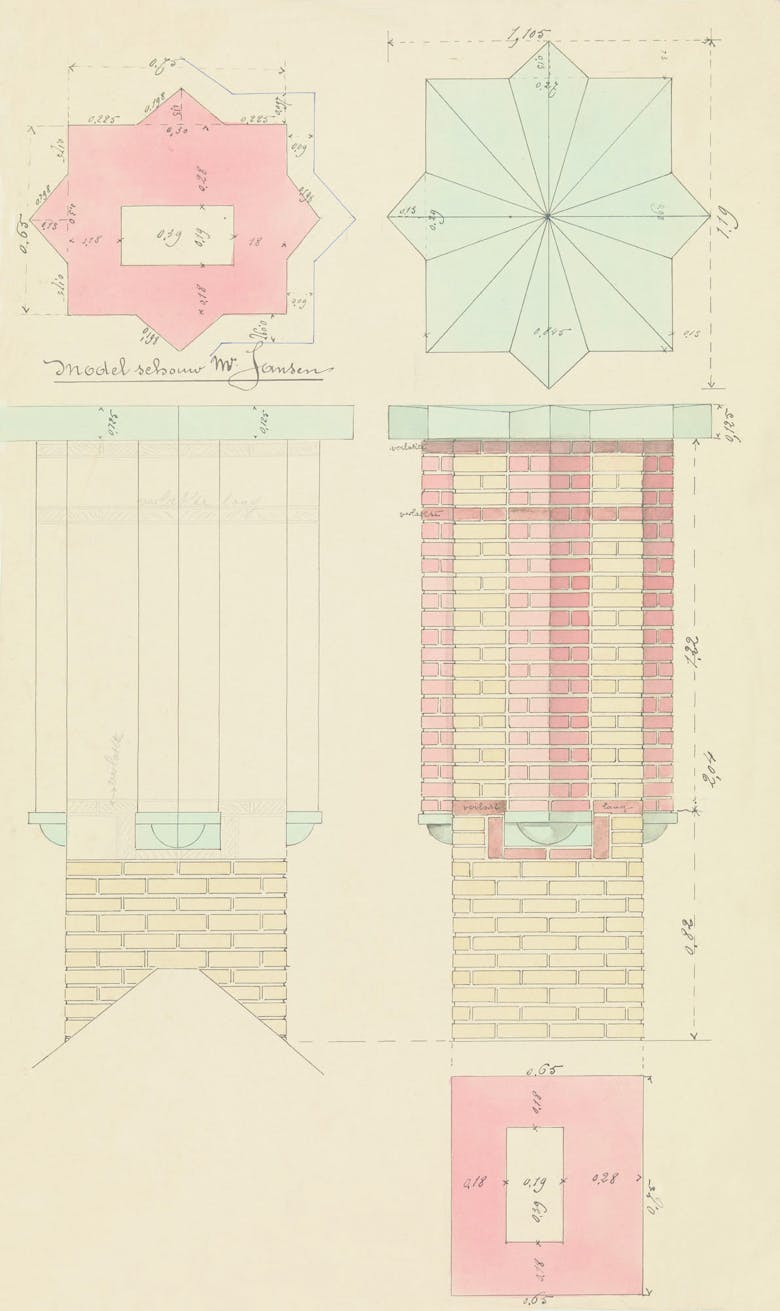 Peter Wittocx, detail drawing chimney, late 19th century