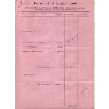 'Landbouwherstellingscontract. Herstellings- en voltooiingswerken. Formuul B' 01-09-1924 3/3 © Gemeentearchief Heuvelland