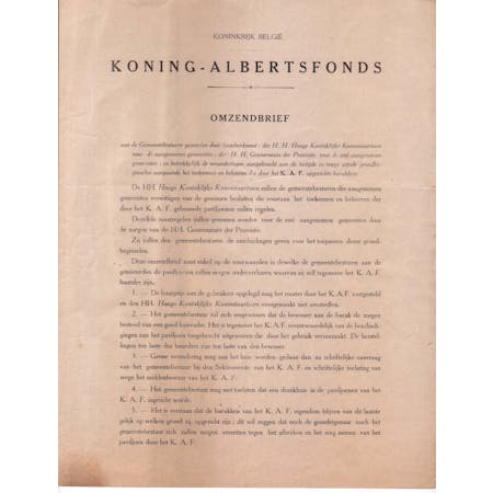 Omzendbrief van Jules Renkin als voorzitter van het Koning Albertsfonds 06-05-1920 1/2 © Gemeentearchief Heuvelland
