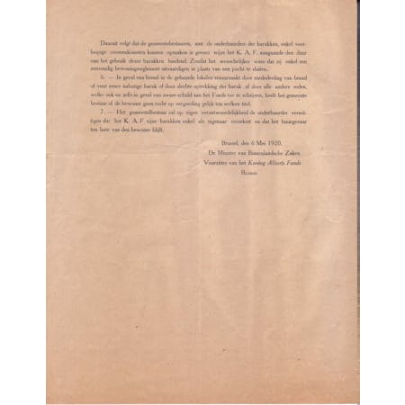 Omzendbrief van Jules Renkin als voorzitter van het Koning Albertsfonds 06-05-1920 2/2 © Gemeentearchief Heuvelland