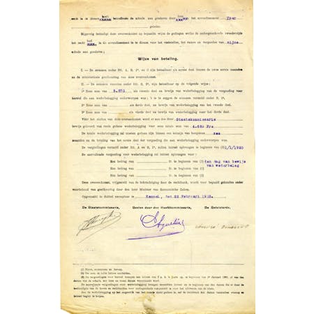 'Overeenkomst Mod. T1' 22-02-1923 2/2 © Gemeentearchief Heuvelland