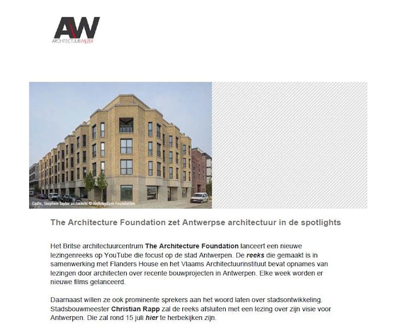 Nieuwsbrief Stadsbouwmeester Antwerpen 17.06.2021