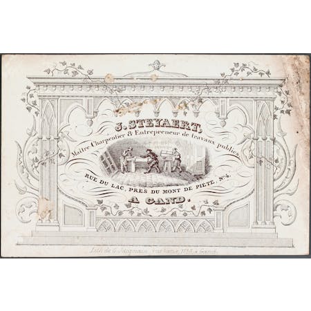 19e-eeuwse visitekaartje van aannemer. Collectie Huis van Alijn, Gent