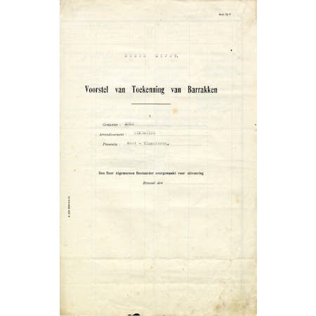 'Voorstel van Toekenning van Barrakken' 17-10-1919 1/3 © Stadsarchief Diksmuide