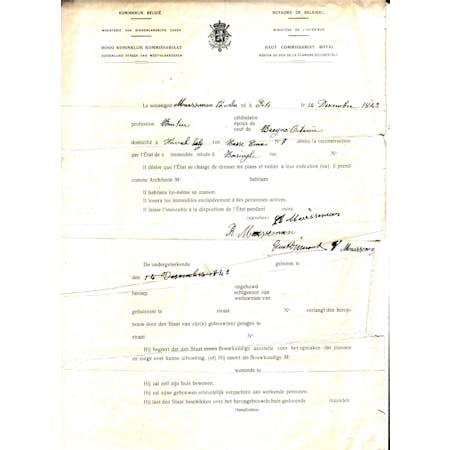 Aanvraagformulier voor het systeem van Heropbouw door de Staat 11-06-1920 1/1 © Stadsarchief Ieper