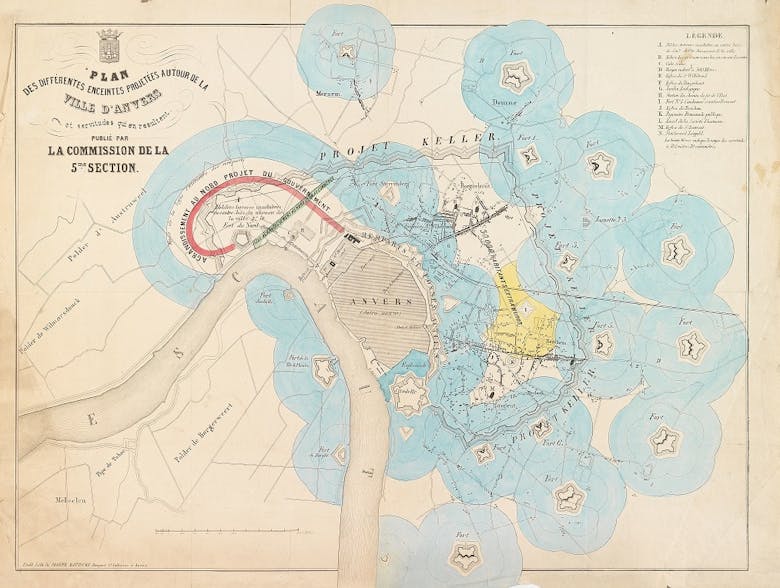 Joseph Ratinckx, ‘Projet Keller’, plan van de fortengordel in Antwerpen