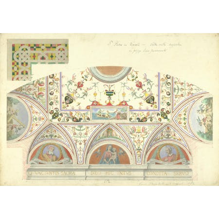 Lodewijk Baeckelmans, studie van vloer en plafond van de kerk 'San Pietro in Cincoli' in Rome, 1862