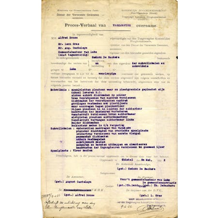 'Proces-Verbaal van voorloopige overname' 05-05-1922 1/1 © Stadsarchief Diksmuide