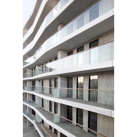STYFHALS architecten i.s.m. Baumschlager Eberle Architekten, Nieuw Zuid Group Dwellings, Antwerp © Luca Beel